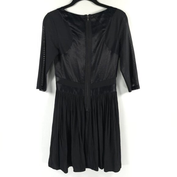 NWT ALL SAINTS ARMOURE Mini DRESS Black Semi Sheer,  Pleated Skirt WD079B Size 4 - Picture 4 of 13
